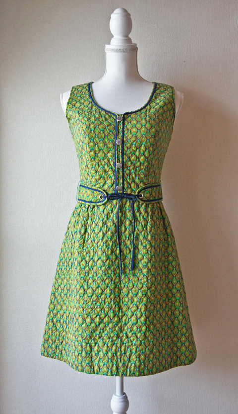 Lanz mini dress with green and blue honeycomb 1