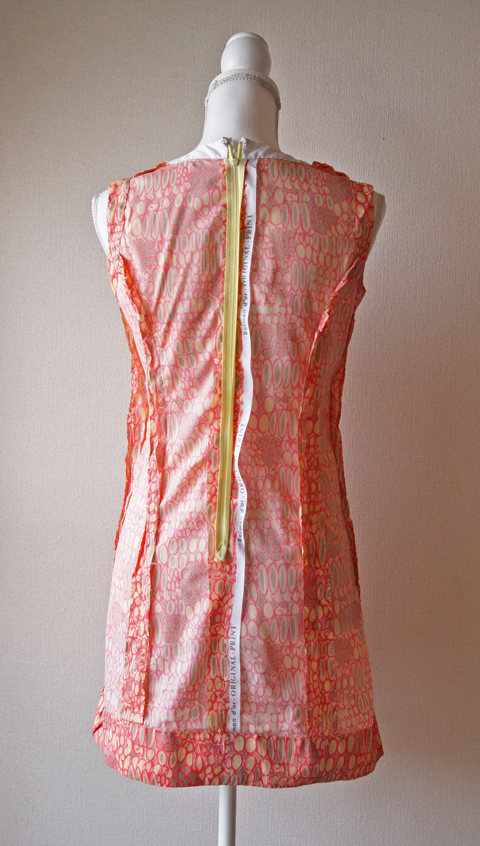 Very light sleeveless mini dress with pink novelty print 6