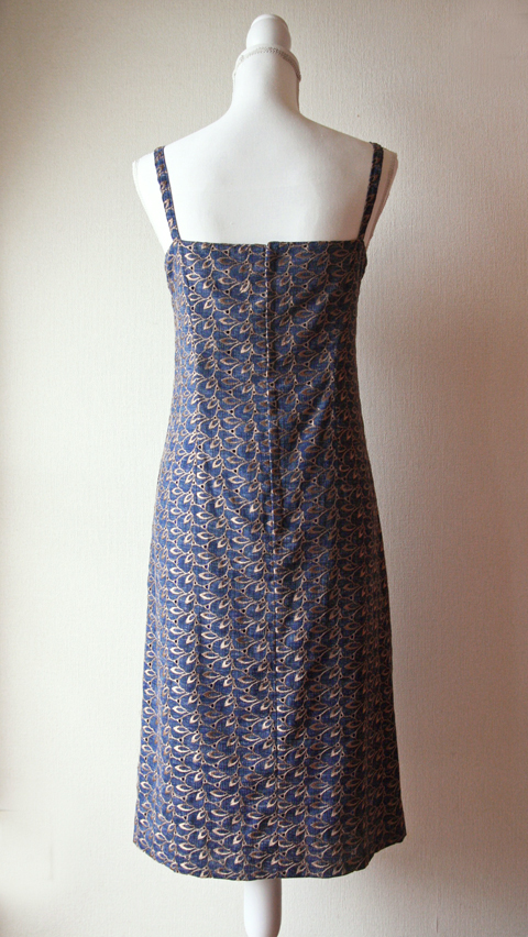 Blue and Brown sleeveless embroidered summer dress