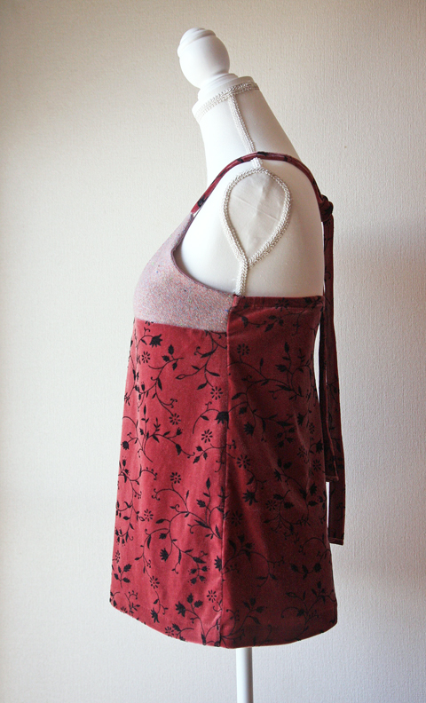 Wool and velvet rosewood pink halter top