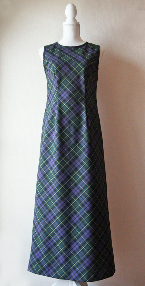 m. purple and green douglas tartan sleeveless maxi dress
